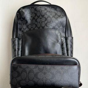 Coach backpack with extra travel kit bag new pre owned
